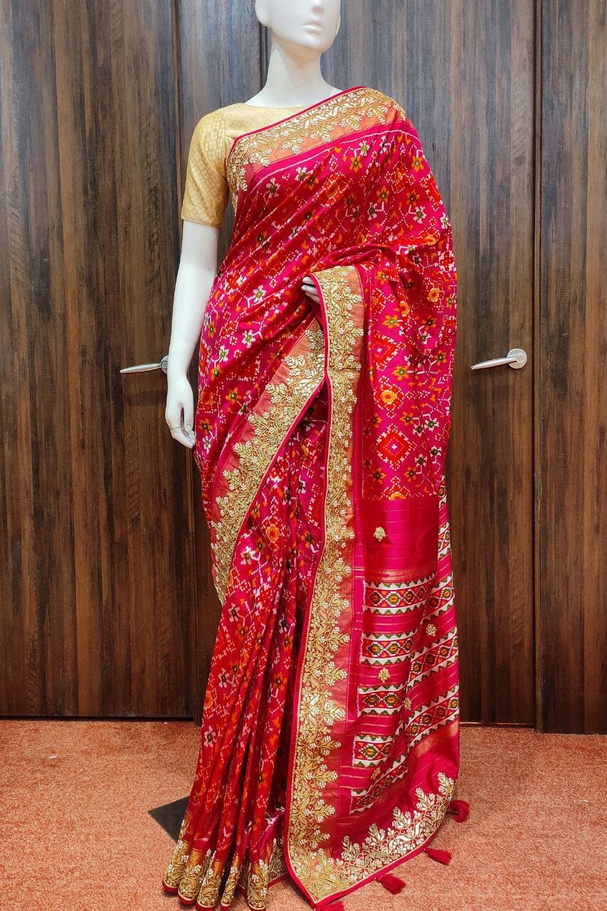 Rajkot patola silk saree mustard yellow with allover ikat weaves & jut –  Cherrypick